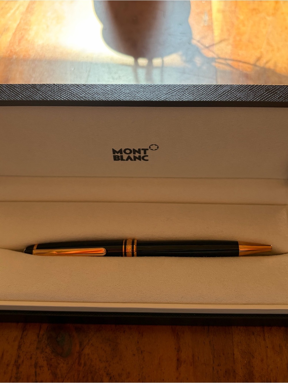 Montblanc Black and Gold Ballpoint Pen in Branded Case